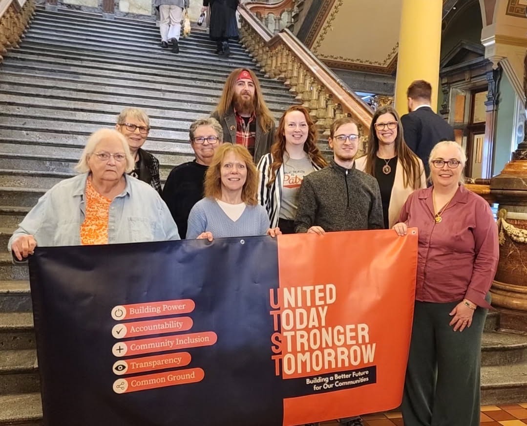 Shawna Anderson with a group of community advocates at the Iowa State Capitol
