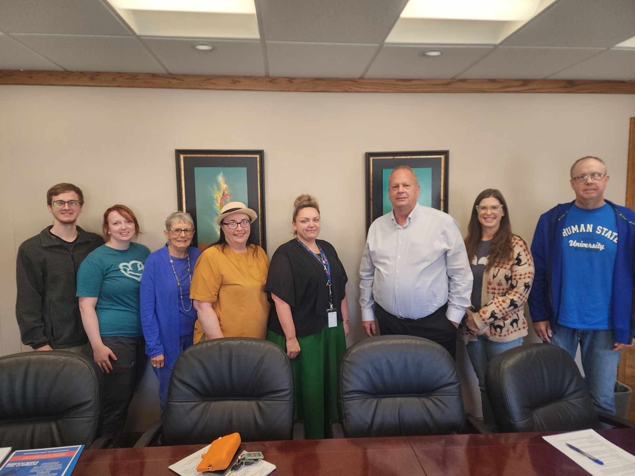 Shawna Anderson with local residents and advocates during a community meeting